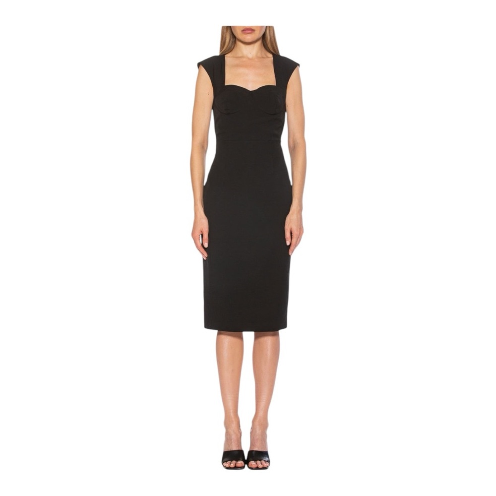 NWT Alexia Admor Harper Cap Sleeve Corset Mindi Black Lined Pencil Dress, Size 8